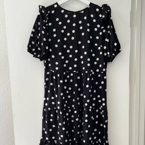 Polka Dots Ruffles Black Summer Dress